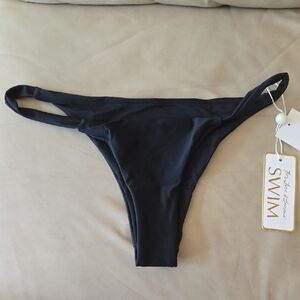 NWT For Love And Lemons Bikini Bottom L Swim Black Thong Cheeky Skimpy Tanning